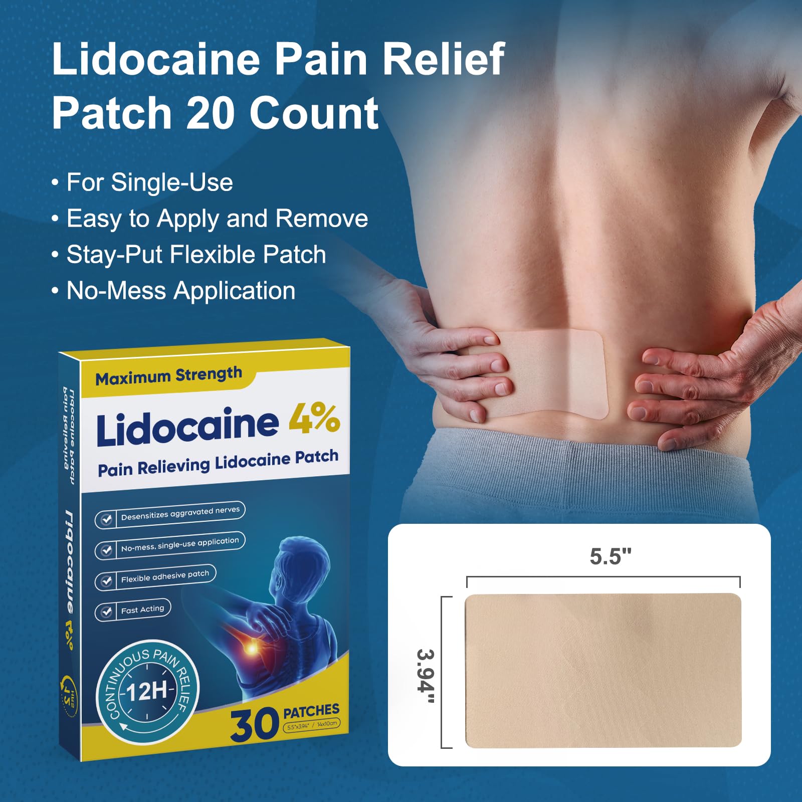 Teemofe 4% Lidocaine Pain Relief Patches – Maximum OTC Strength, Fast-Acting Targeted Relief, 30 Count, for Muscle & Joint Discomfort - 589 Teemofe buy australia supplements