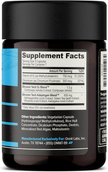 ONNIT Shroom Tech Sport Daily Exercise Support Capsules, Pre Workout Supplement with Cordyceps Mushrooms, Caffeine-Free Dietary Supplement for Daily Energy Support, 28 Count