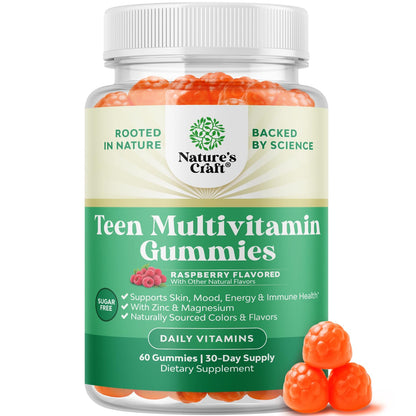 Teen Multivitamin Gummies 12-17 - Teen Boys & Girls Gummy Vitamins for Better Skin, Immune Strength, Mood & Energy Support - Teenage Girl & Boy Supplements Natures Craft