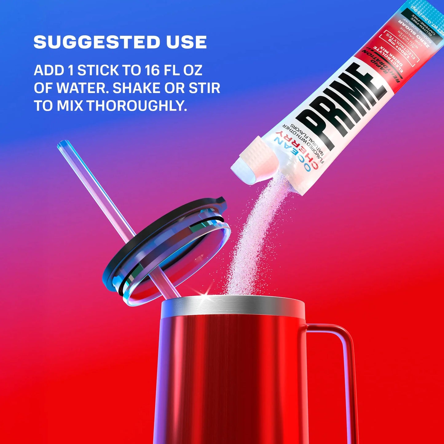 Prime Rapid Rehydration Electrolyte Powder Sticks, Ocean Cherry, Sugar Free Hydration Drink Mix with Sodium, Potassium, Magnesium & B Vitamins PRIME HYDRATION