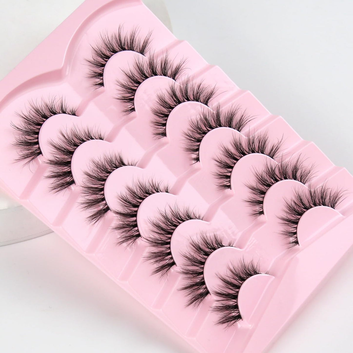 Lashes Natural Cat Eye Lashes Wispy Eyelashes 15mm False Eyelashes Wispy Lash Strips 3D Volume Fake Eyelash Thin Cotton Band Soft Eye Lash Pack 7 Pairs Siligli Siligli