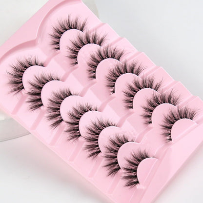 Lashes Natural Cat Eye Lashes Wispy Eyelashes 15mm False Eyelashes Wispy Lash Strips 3D Volume Fake Eyelash Thin Cotton Band Soft Eye Lash Pack 7 Pairs Siligli Siligli