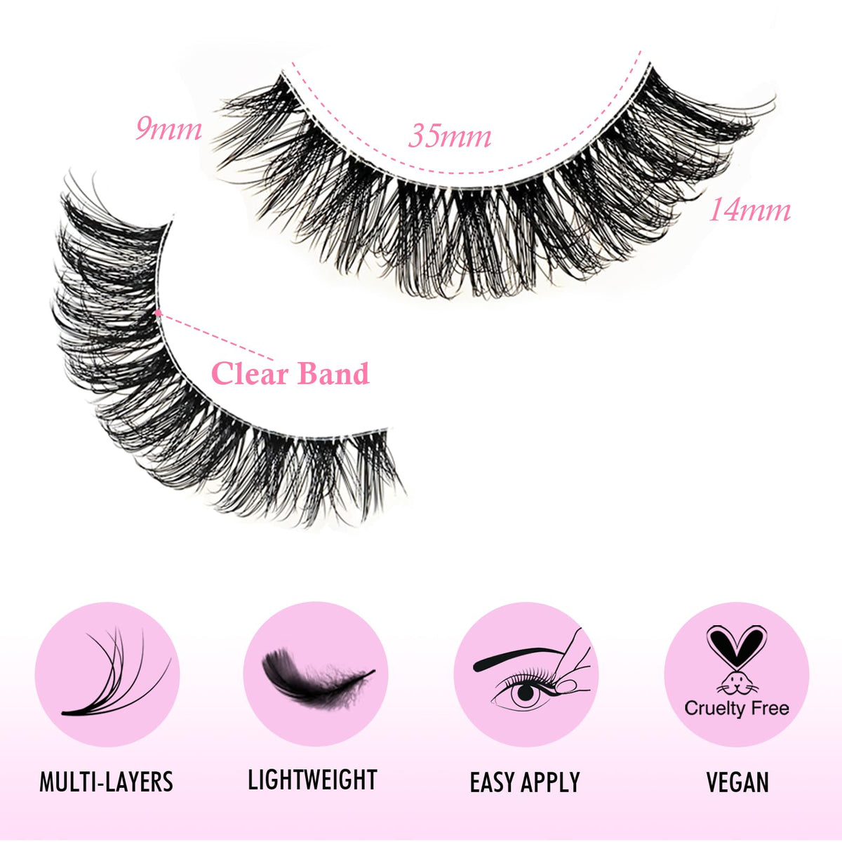 APCYUST Lashes False Wispy Eyelashes Natural Cat Eye Lash Strips 10 Pairs Fake Mink Eyelash Pack 9-14mm Natural Look Fluffy Strip Lashes Clear Band Easy Eyelashes for Beginners with Cluster Looking APCYUST