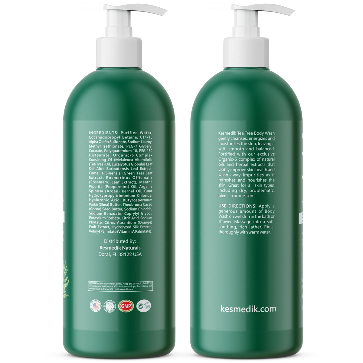 Tea Tree Body Wash MaxTherapy with 100% Tea Tree Oil for Skin, 2-Pack KESMEDIK