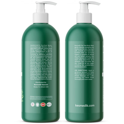 Tea Tree Body Wash MaxTherapy with 100% Tea Tree Oil for Skin, 2-Pack KESMEDIK