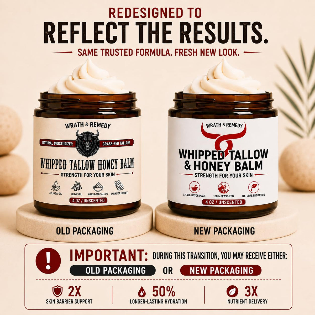 Organic Beef Tallow for Skin, Made in USA, Handcrafted, Unscented, 4 oz Wrath & Remedy
