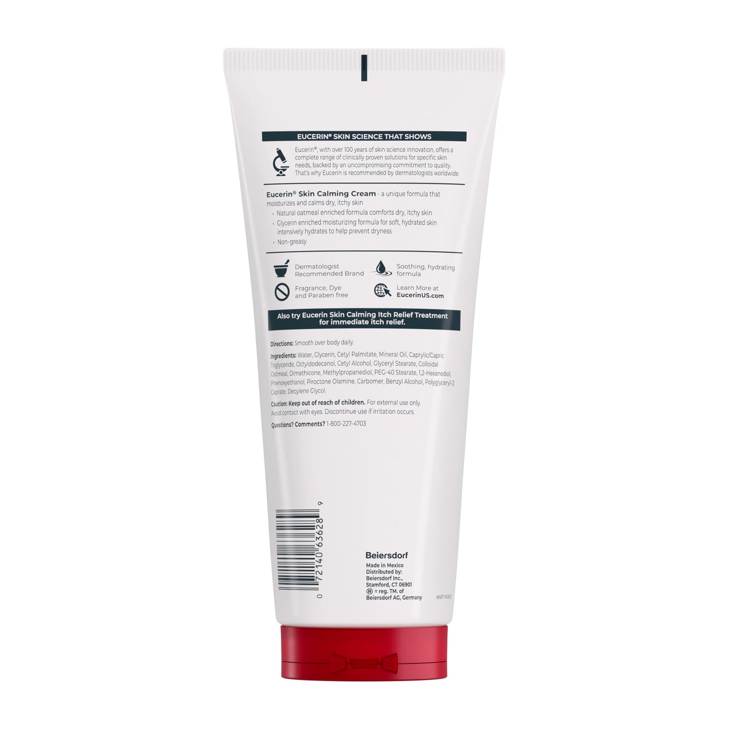 Eucerin Skin Calming Cream - Full Body Lotion for Dry, Itchy Skin, Natural Oatmeal Enriched - 14 oz. Tube Eucerin