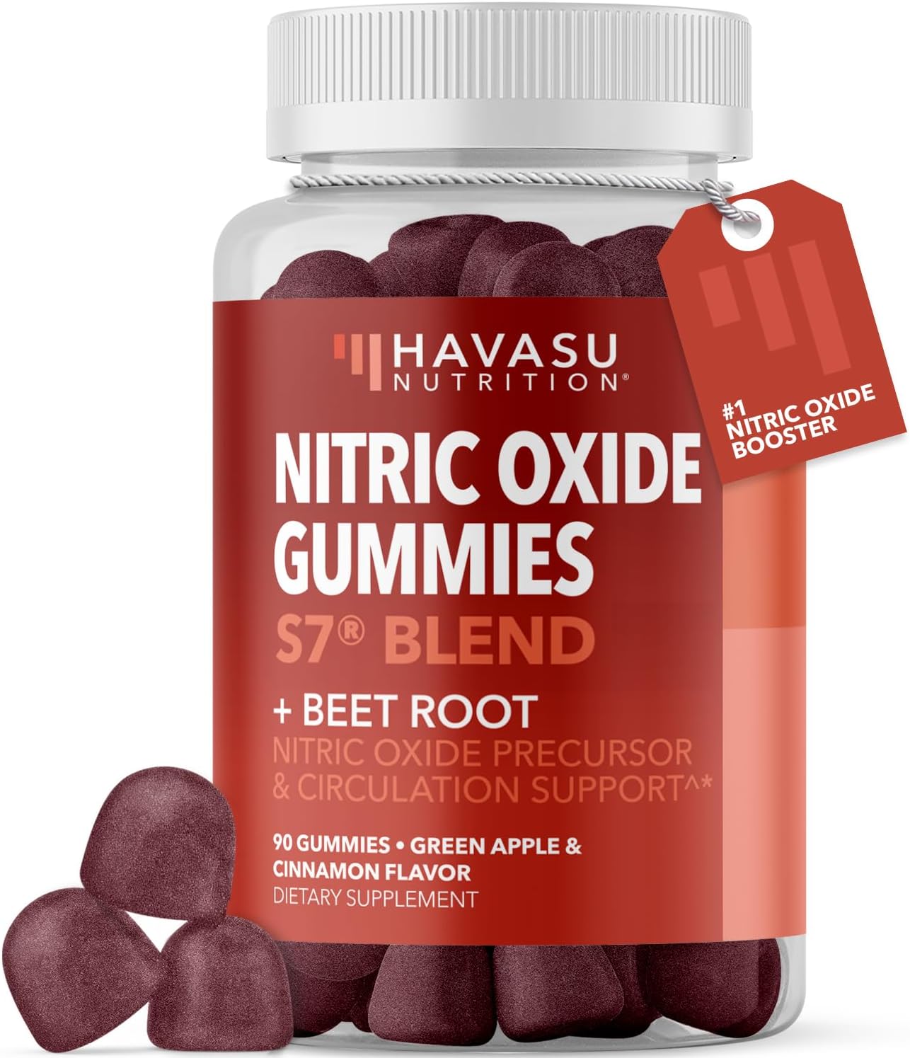 Nitric Oxide Beet Root Gummies with L-Arginine, NO Gummies, 90 Count | Vegan, Non-GMO Nitric Oxide Supplement for Energy, Endurance, and Recovery, Green Apple and Cinnamon Flavor, 30 Servings Gsupps Australia