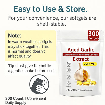 Aged Garlic Extract – 300 Count Odorless Garlic Supplement for Heart & Immune Support – Non-GMO, All-Natural Softgels, 2-Year Matured for Antioxidant Wellness (1) NAPEXIX