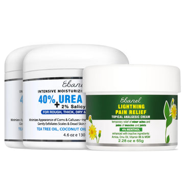 Ebanel Bundle of 2 Pack 40% Urea Cream 4.6 Oz, and Pain Relief Cream Arnica Menthol 2.28 Oz Ebanel buy australia supplements
