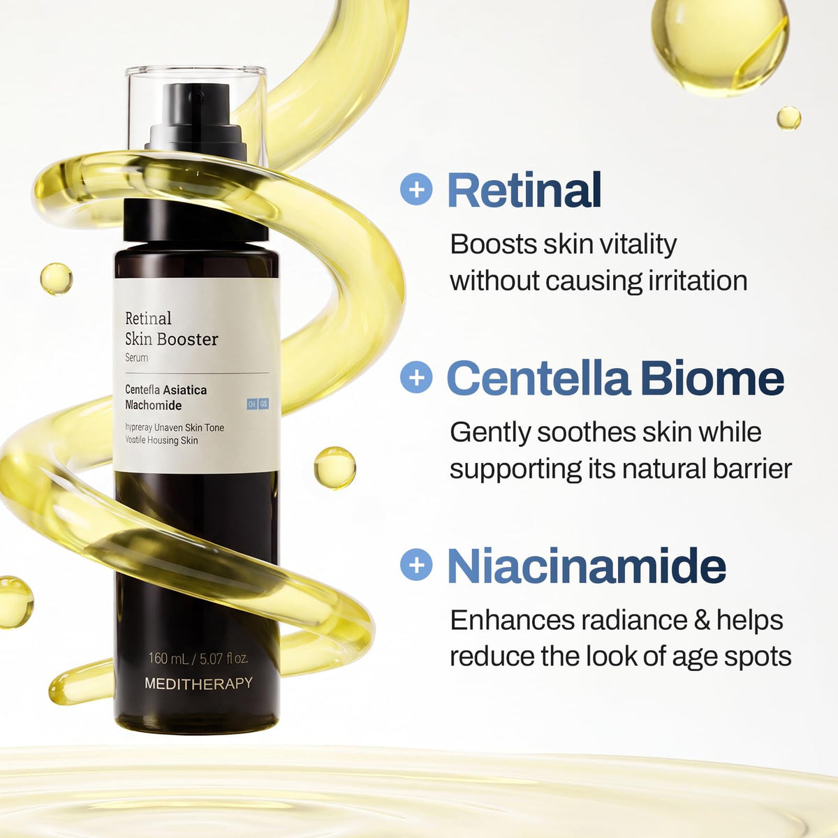 MEDITHERAPY Retinal Skin Booster Serum 5.07 fl oz | Retinaldehyde, Niacinamide, Cica | Korean Hydrating Face & Body Serum for Dull, Uneven Skin, All Skin Types, K-Beauty MEDITHERAPY