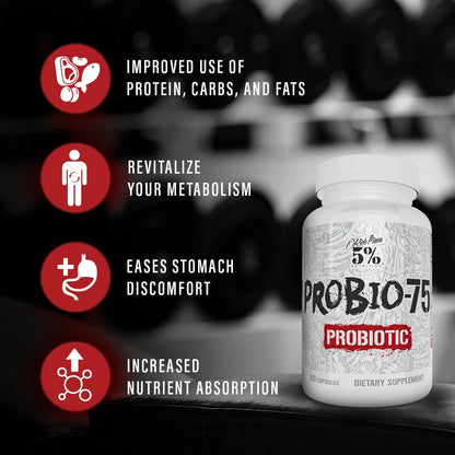5% Nutrition Rich Piana Probio-75 Billion CFUs | Vegan, 14 Unique Strains 5% Nutrition