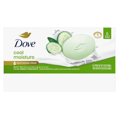 Dove Beauty Bar Soap Cool Moisture Cucumber & Green Tea Scent 6 Bars 3.75oz Dove