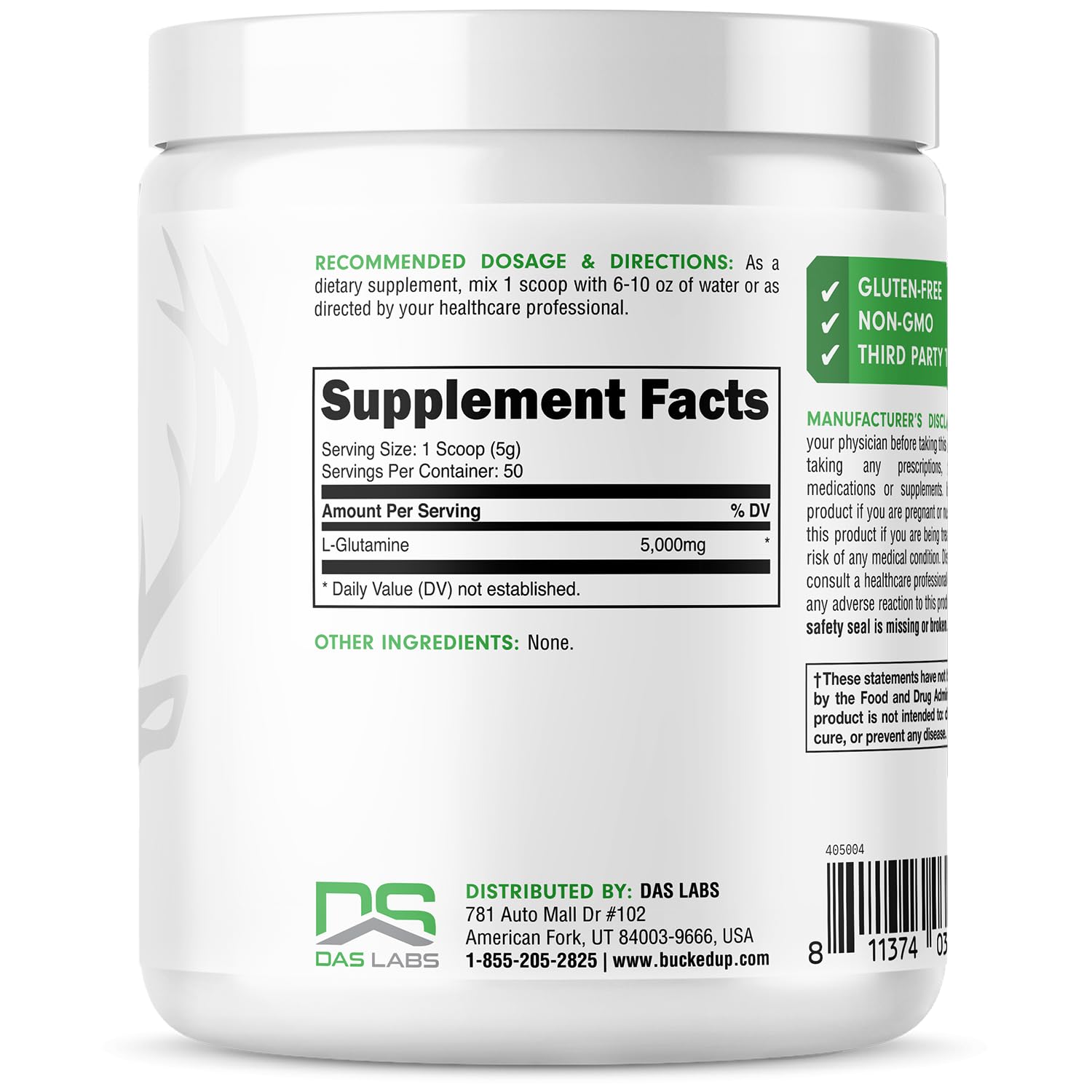 Bucked Up L-Glutamine (5000mg), Essentials (50 Servings, 250 Grams) Bucked Up buy australia supplements