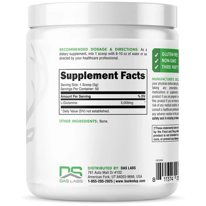 Bucked Up L-Glutamine (5000mg), Essentials (50 Servings, 250 Grams) Bucked Up
