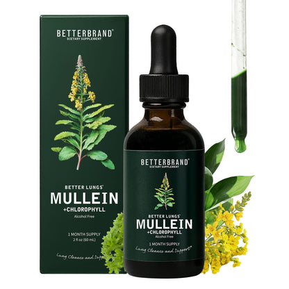 Betterbrand Mullein Drops for Lung Detox - Mullein Leaf Tincture with Chlorophyll - Helps Support Respiratory Health Betterbrand
