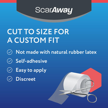 ScarAway Clear Silicone Scar Tape, Medical-Grade Cut-to-Size Silicone Strip for Surgery, Burn, Hypertrophic & Keloid Scars, Self-Adhesive, Water-Resistant, 60” x 1.6” Tape Roll ScarAway