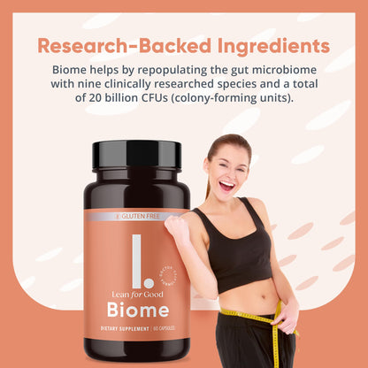 LEANFORGOOD Biome, 9-Strain Probiotic Formula, Supports a Balanced Gut Microbiome, Powerful Gut Probiotics LEANFORGOOD