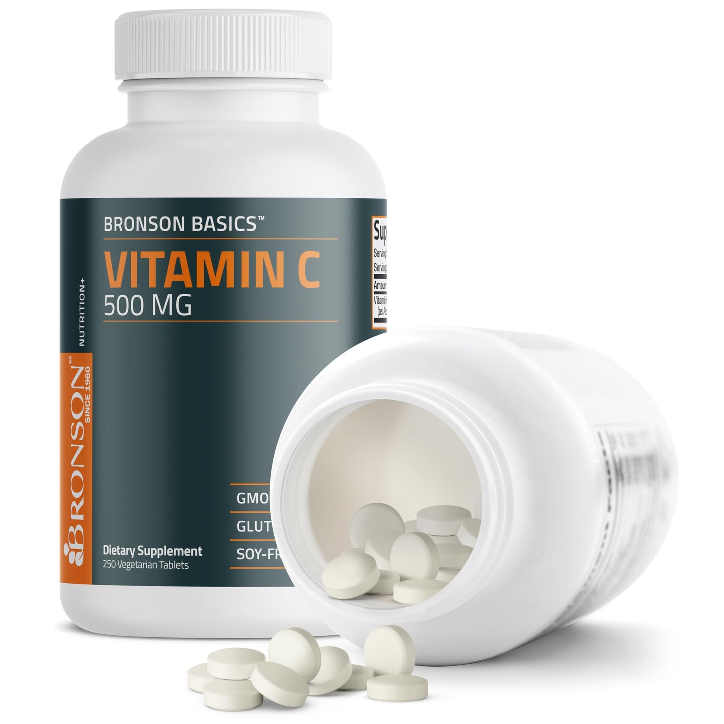 Bronson Vitamin C 500 MG Supports a Healthy Immune System & Antioxidant Protection, Non-GMO, 250 Vegetarian Tablets Bronson