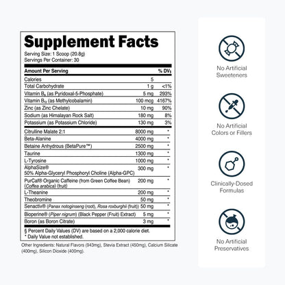 Transparent Labs Bulk Pre Workout Powder for Muscle Building and Strength - 30 Servings, Blue Raspberry & Bulk Black Pre Workout with Beta Alanine - 30 Servings, Cherry Kiwi