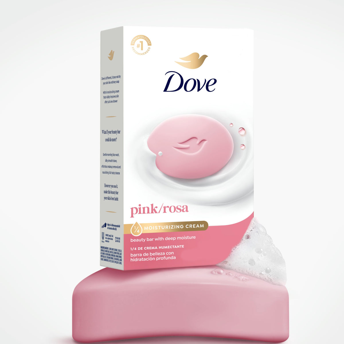 Dove Beauty Bar Soap Pink Rosa, for Soft, Smooth Skin, 6 Bars 3.75 oz Dove