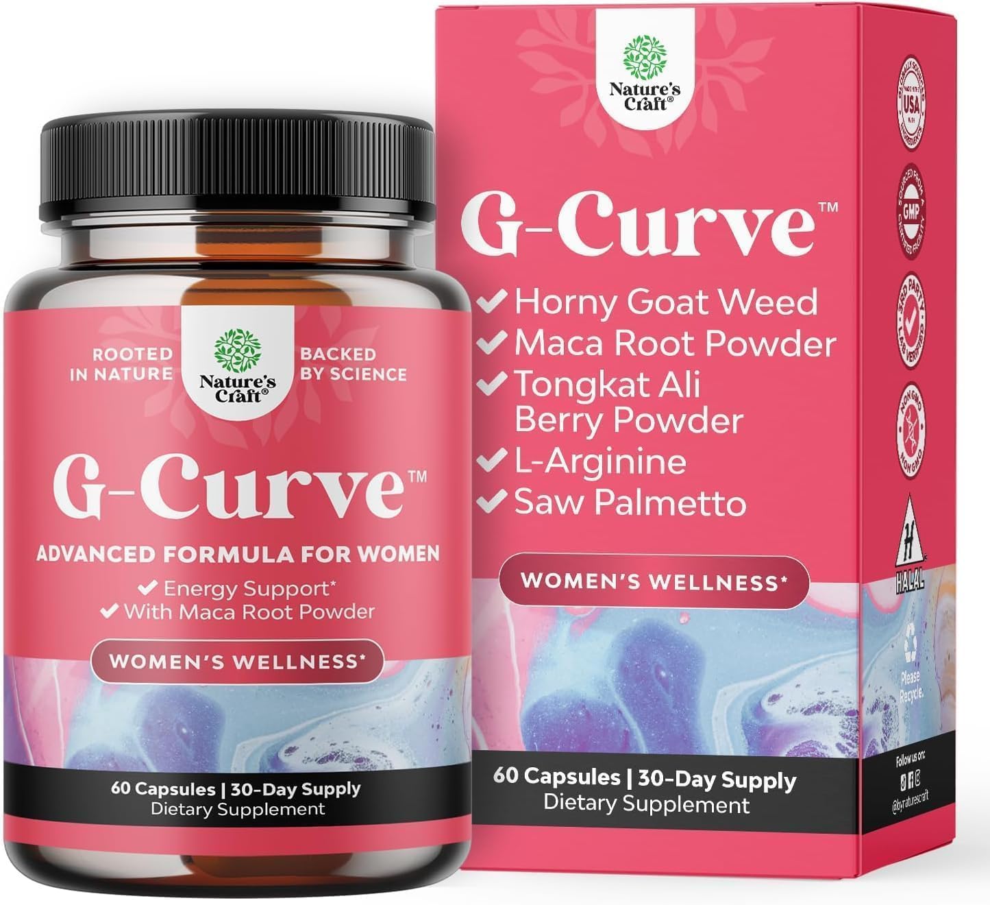 G-Curve Butt and Breast Growth Capsules - Horny Goat Weed Muira Puama & Maca Root for Butt Growth Support - Advanced Herbal Formula - Supports Bigger Butt & Bigger Breast - Easy to Swallow - 60 Count Gsupps Australia