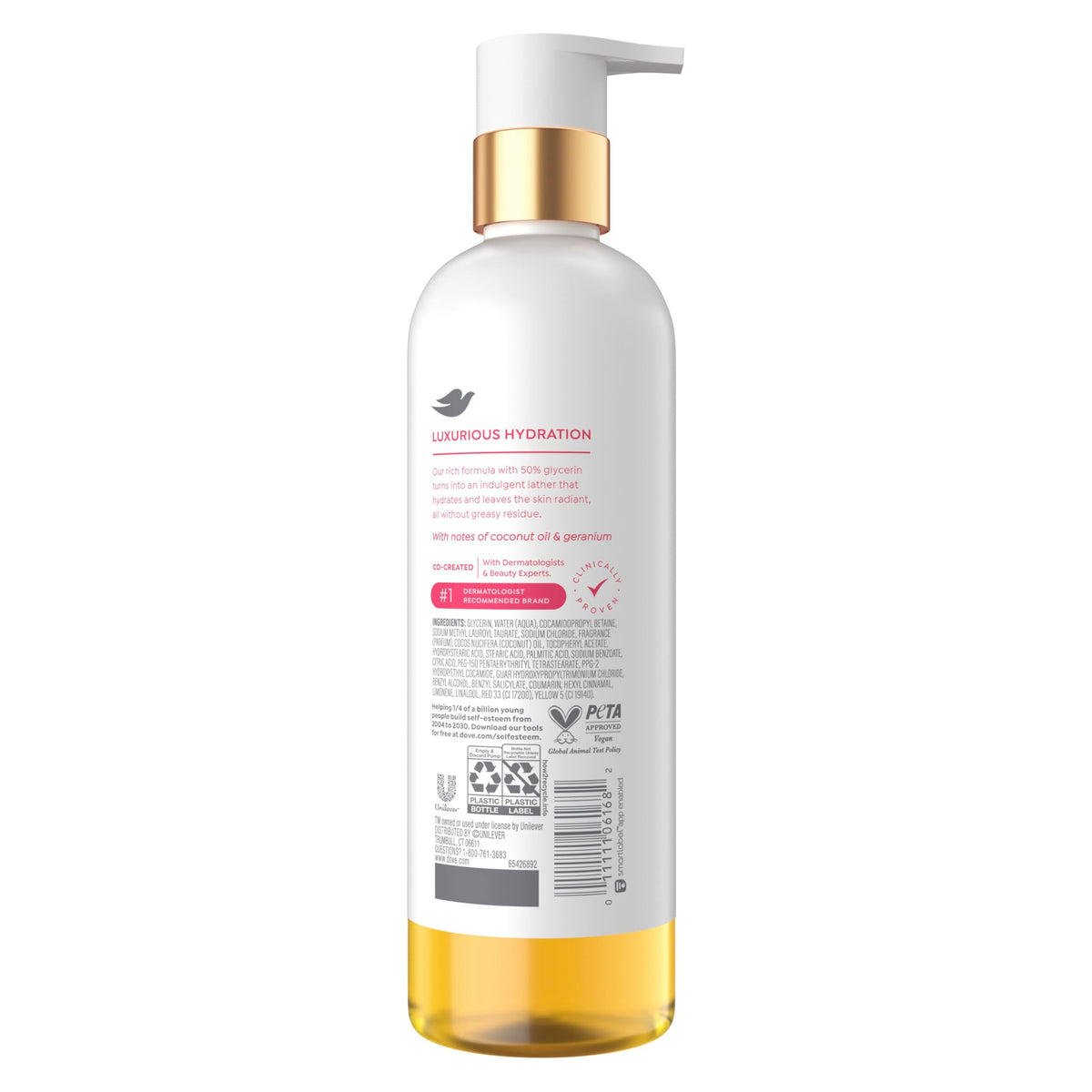Dove Serum+ Dewy Shower Oil Body Wash, Coconut & Geranium Oil, 15.3 fl oz Dove