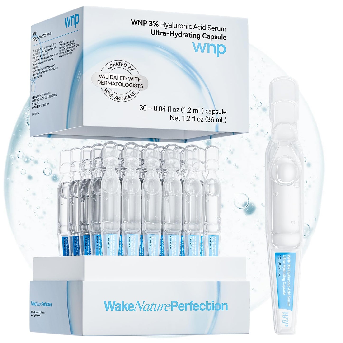 WNP Hyaluronic Acid Serum 3% for Face with 4D Multi-Layer Hydration | Ultra Hydrating Anti-Aging Serum | Moisturizer for Dry & Sensitive Skin WNP
