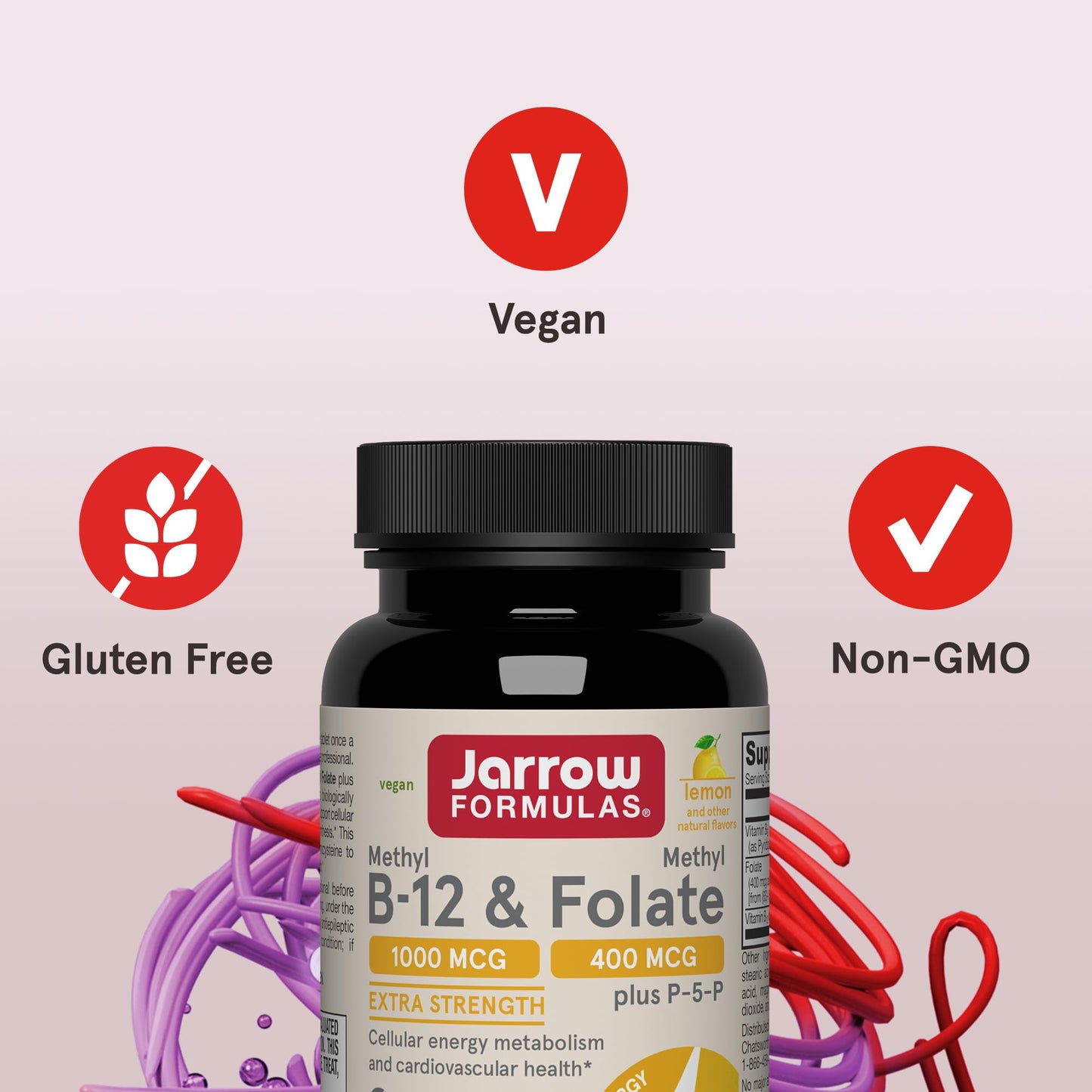 Jarrow Formulas Methyl B-12 & Methyl Folate, Bioactive Vitamin B9 & Vitamin B12 Supplement, Supports Cellular Energy Production, Healthy Brain Function & Metabolism Jarrow Formulas