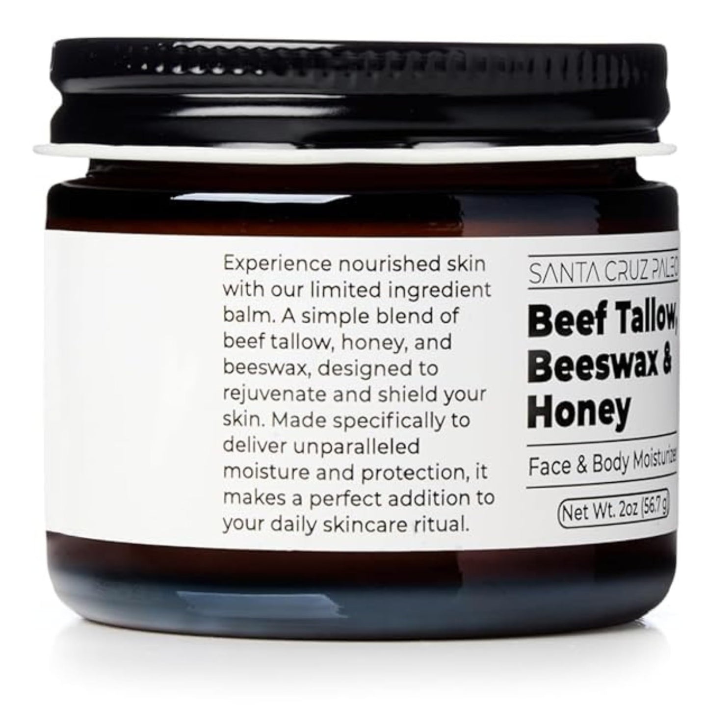 Santa Cruz Paleo, Beef Tallow, Beeswax & Honey Face Moisturizer, Organic, Unscented Grassfed Beef Tallow Skin Care, Sunscreen Free Santa Cruz Paleo
