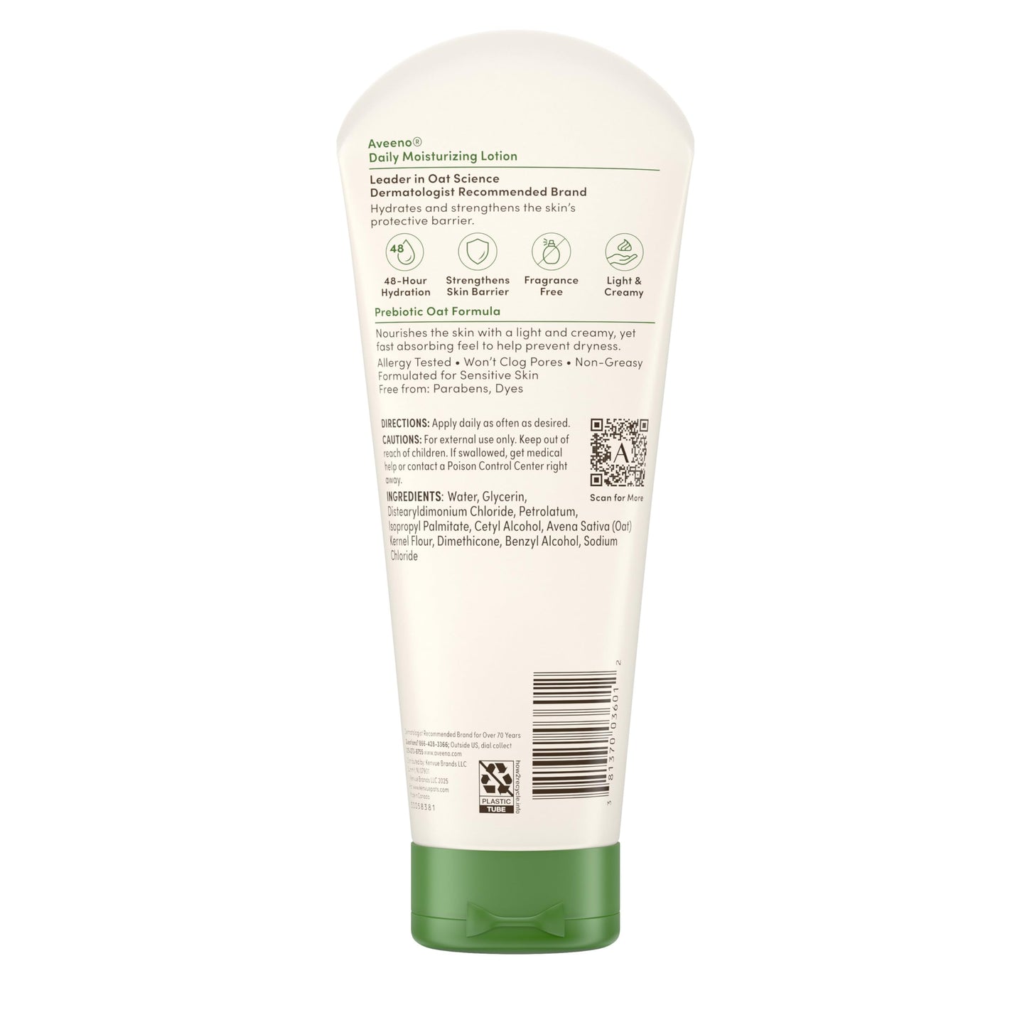 Aveeno Daily Moisturizing Body Lotion, Body Lotion for Dry Skin with Prebiotic Oat, Paraben Aveeno