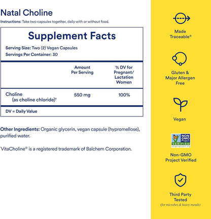 Ritual Natal Choline and Vegan Omega 3 Supplement Bundle - Support Baby's Cognitive Function When Taken During Pregnancy and Postpartum - Bioavailable Omega-3 DHA and EPA - 30 Servings