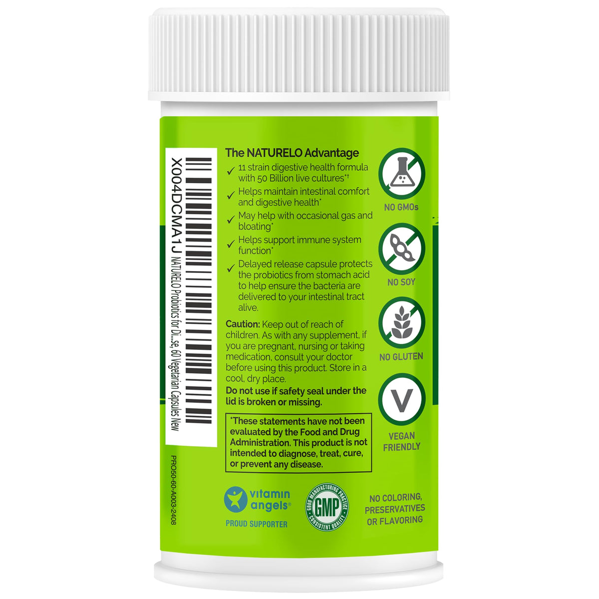 NATURELO Probiotics for Digestive Health - 50 Billion CFU, 11 Strains, Daily Use Supplement - Boosts Immune System, Delayed Release, NATURELO