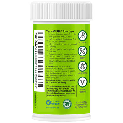 NATURELO Probiotics for Digestive Health - 50 Billion CFU, 11 Strains, Daily Use Supplement - Boosts Immune System, Delayed Release, NATURELO