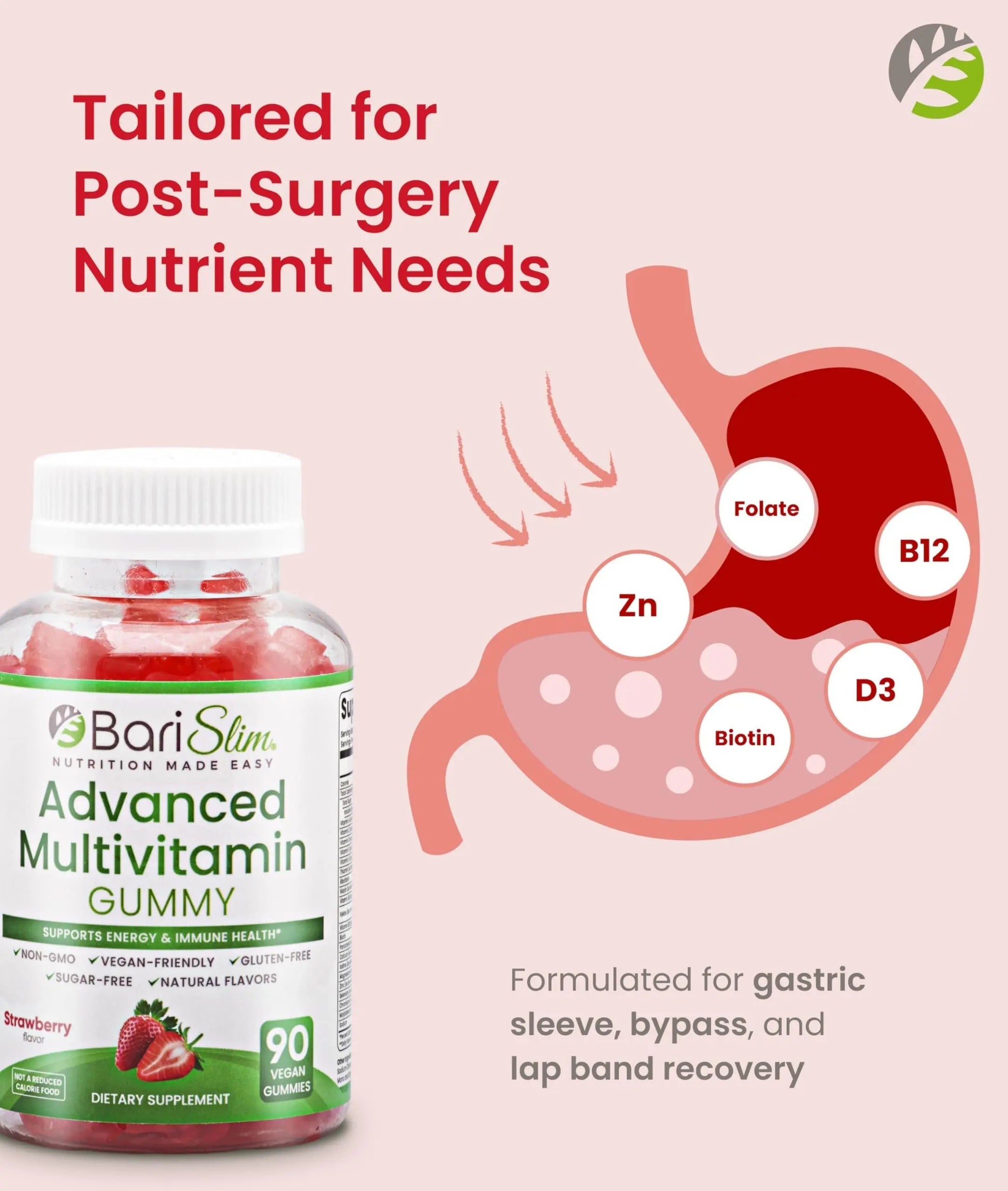 BariSlim Advanced Bariatric Multivitamin Gummies - Specially Formulated Bariatric Vitamins for Patients After Weight Loss Surgery BariSlim buy australia supplements