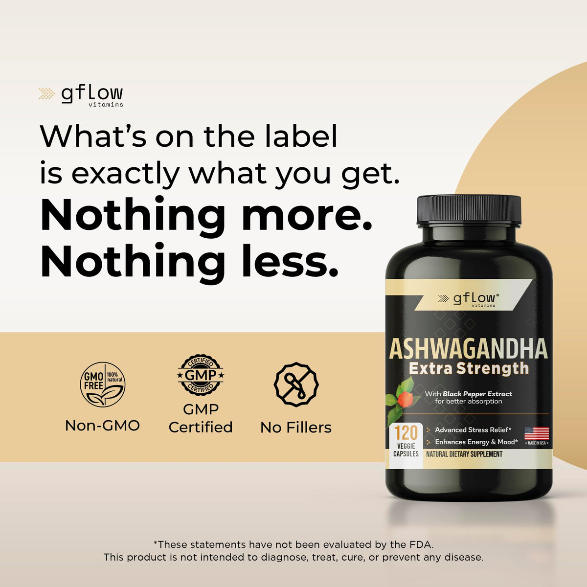 gflow vitamins Ashwagandha Supplements for Women and Men | Sleep, Mood and Energy Support | Extra Strength gflow vitamins