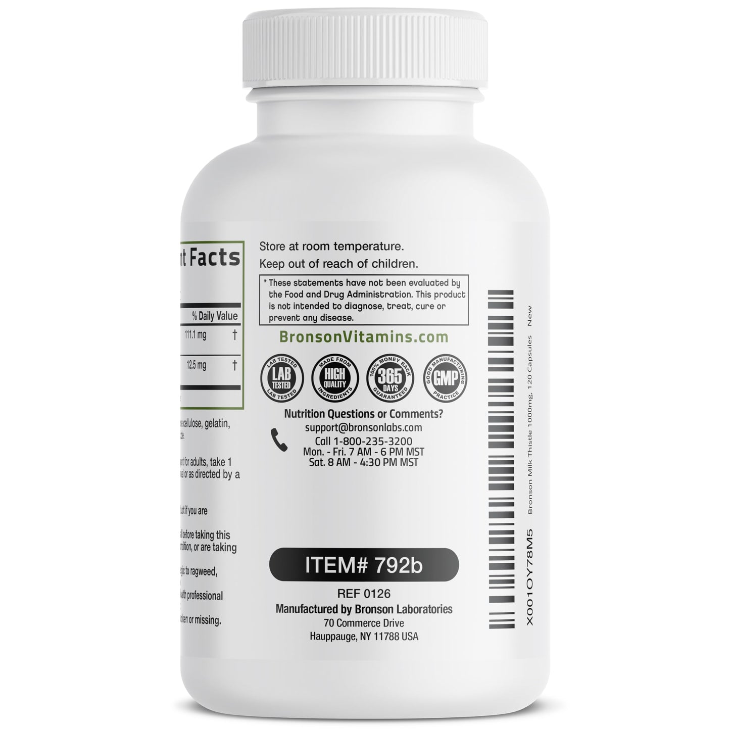 Bronson Milk Thistle Silymarin Marianum & Dandelion Extract Liver Health Support, Antioxidant Support, Detox, 120 Capsules Bronson