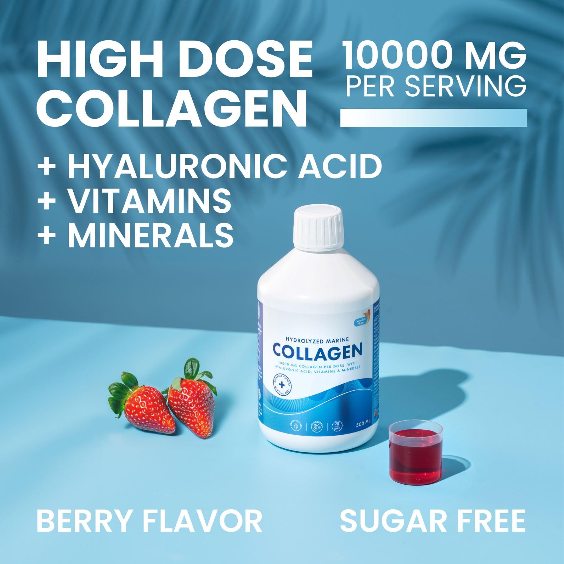 Swedish Nutra 10,000 mg Hydrolyzed Marine Collagen Liquid Supplement - 500 ml, 20 Day Supply | Hyaluronic Acid, Biotin & Vitamin C for Healthy Hair, Skin, Nails & Joints | For Men & Women | Sugar-Free Swedish Nutra buy australia supplements