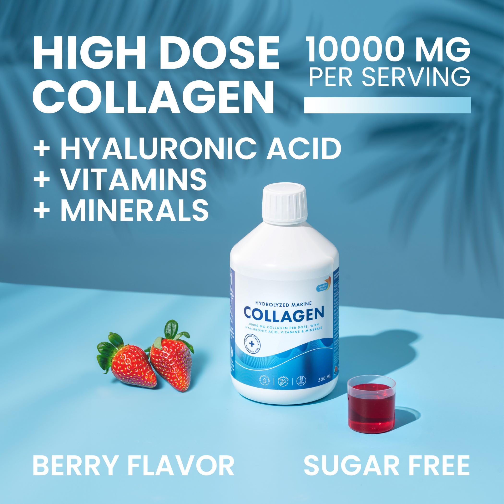 Swedish Nutra 10,000 mg Hydrolyzed Marine Collagen Liquid Supplement - 500 ml, 20 Day Supply | Hyaluronic Acid, Biotin & Vitamin C for Healthy Hair, Skin, Nails & Joints | For Men & Women | Sugar-Free Swedish Nutra buy australia supplements
