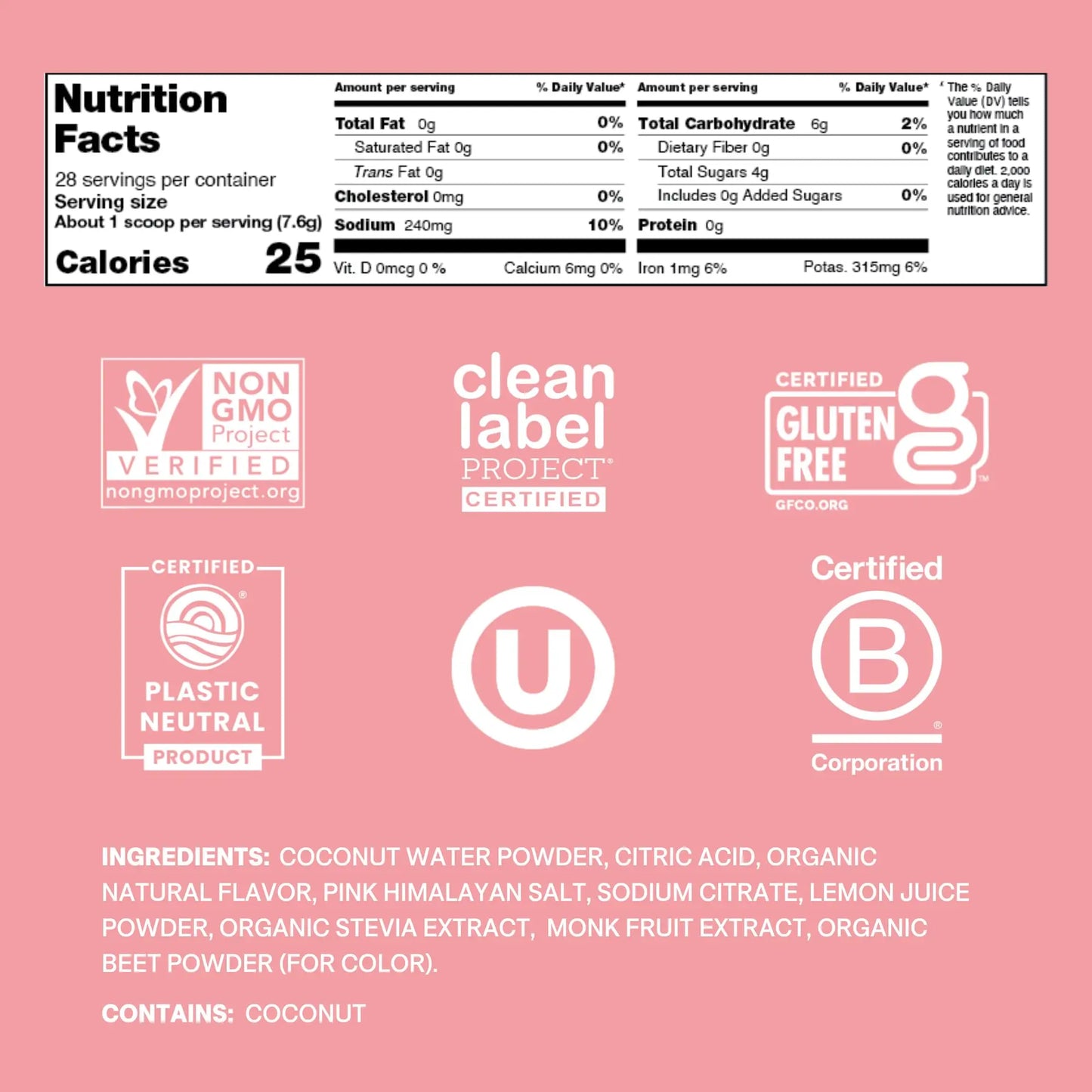 Cure Hydration | Plant-Based Electrolyte Drink Mix | No Added Sugar | FSA-HSA | Dehydration Relief Powder Made with Coconut Water | Non-GMO | Vegan | 28 Servings Jar - Strawberry Kiwi Cure Hydration