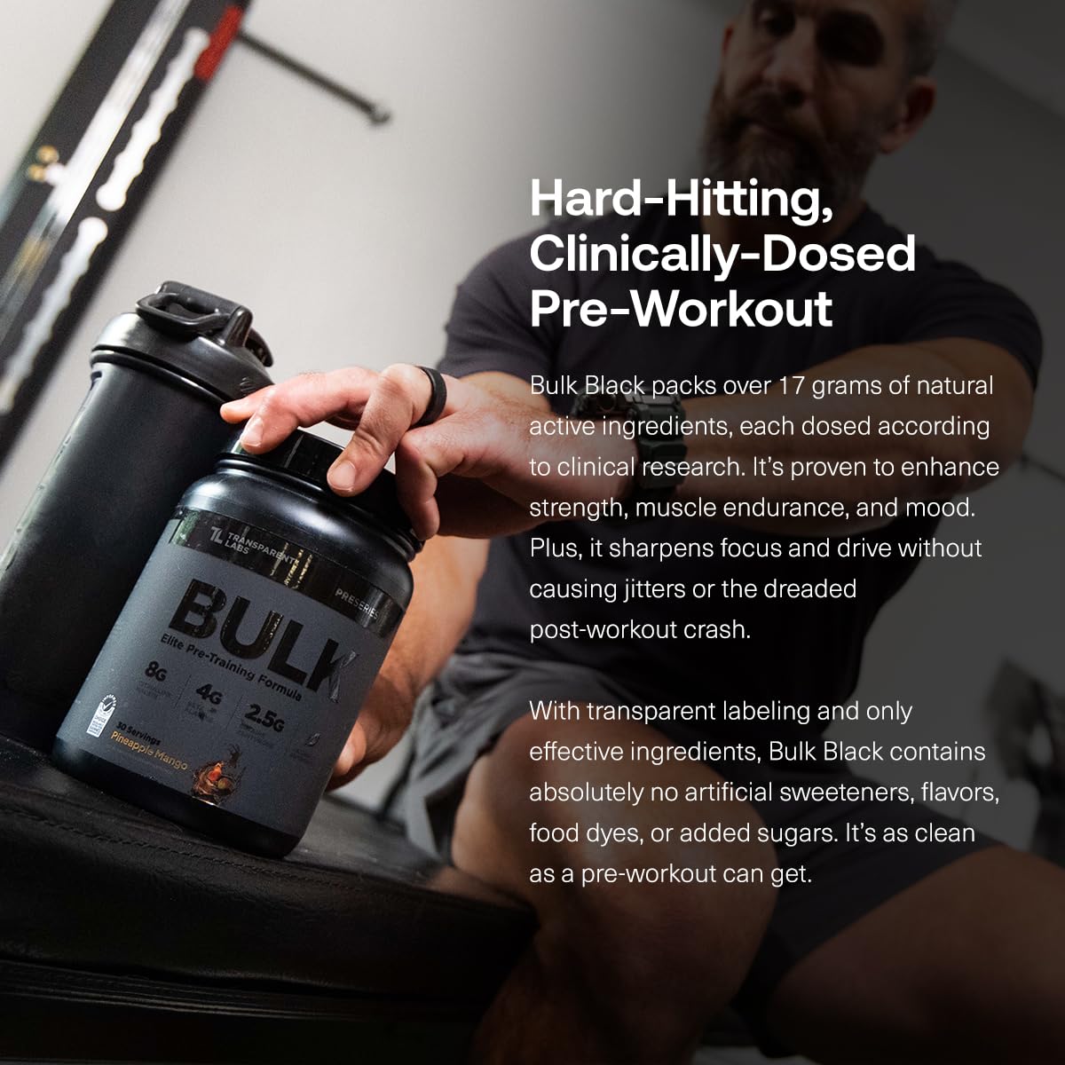 Transparent Labs Bulk Black Pre Workout - Clinically Dosed, Sugar Free Preworkout for Men and Women with Beta Alanine Powder, Citrulline Malate Transparent Labs buy australia supplements