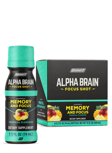 ONNIT Alpha Brain Focus Shot, Tropical Flavor, Nootropic Dietary Supplement Drink That Supports Energy, Focus, and Mood, IGEN™ Non-GMO Tested, 2.5 fl oz, 6 Count ONNIT buy australia supplements