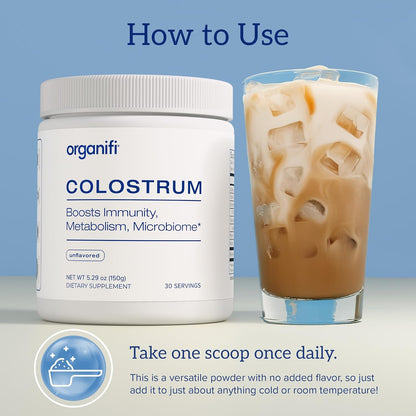 Organifi Bovine Colostrum Powder - Grass-Fed, USA-Sourced Colostrum Supplement for Gut Health, Immune Support and Recovery Gsupps Australia