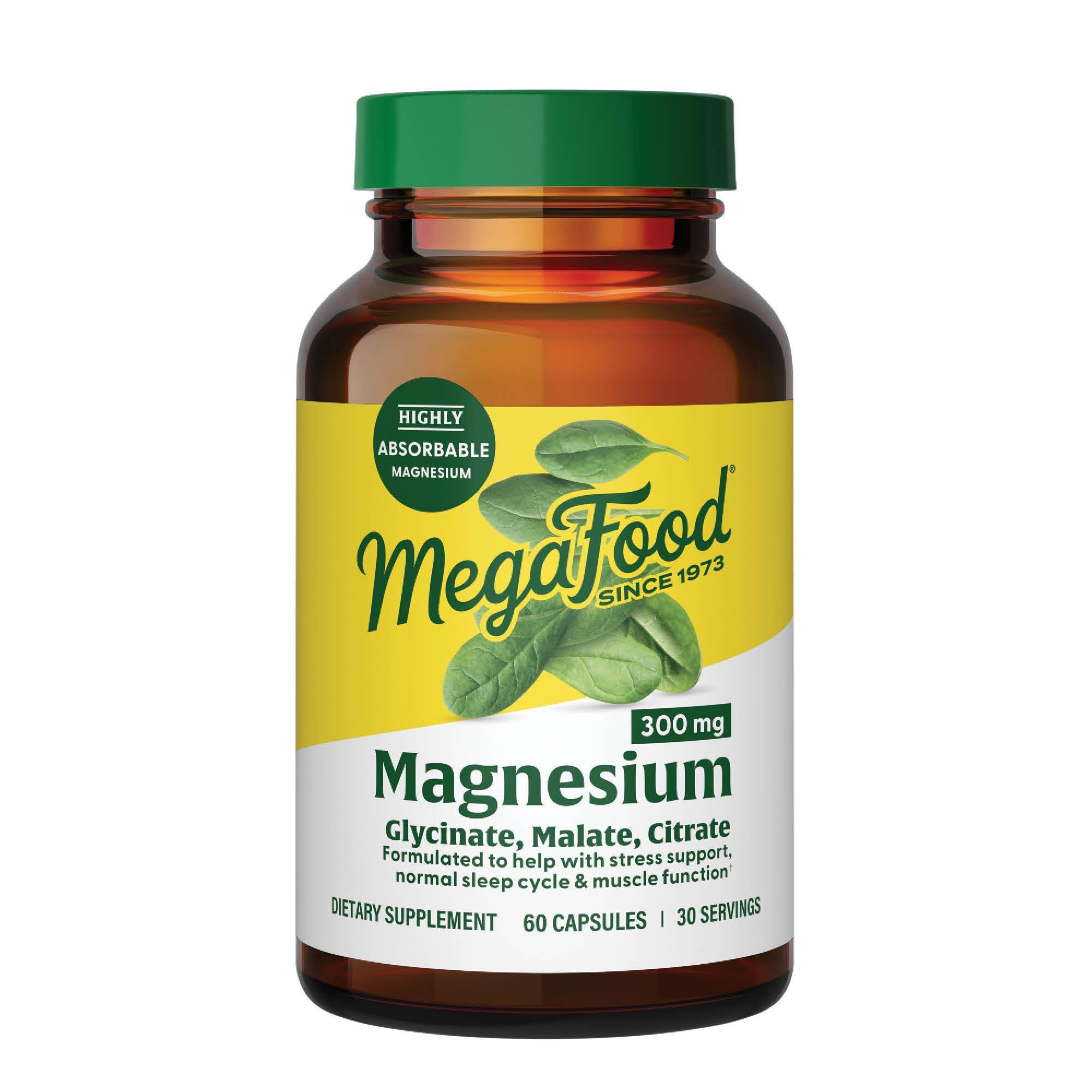 MegaFood Magnesium Glycinate, Citrate, Malate 300mg Supplement - Highly Absorbable Blend to Support Heart, Nerve Health & Relaxation, Triple Magnesium Complex Supplement, 60 Capsules (30 Servings) MegaFood buy australia supplements