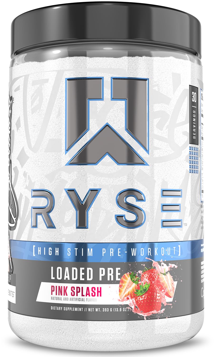 RYSE Loaded Pre Workout Powder - Strawberry Squeeze - Daily Pre-Workout for Men & Women with 390mg Caffeine, Beta Alanine, and Citrulline for Pump, Focus, and Energy - 30 Servings