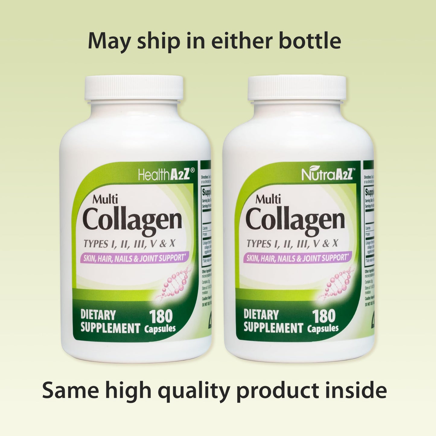 HealthA2Z Multi Collagen pills 1735mg -180 collagen capsules (60 servings) - Types I, II, III, V & X for Healthy Skin, Hair, Nails & Joint Support NutraA2Z