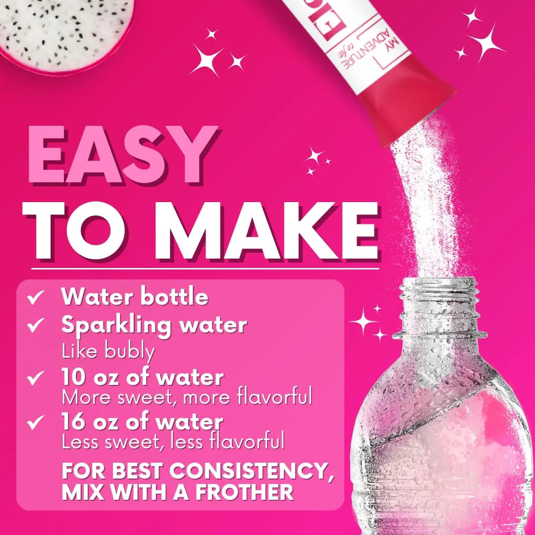 Zero Sugar Dragon Fruit Electrolytes Sticks - Refreshing Hydration - Caffeine Free Energy with Natural Ingredients - Vegan, Keto & Paleo My Adventure to Fit