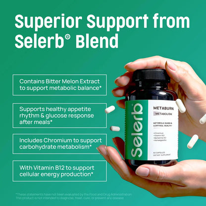 Selerb Metaburn Weight Loss Pills for Women & Men - Appetite Suppressant & Fat Burner, Metabolism Support Weight Loss Supplement with Berberine Selerb