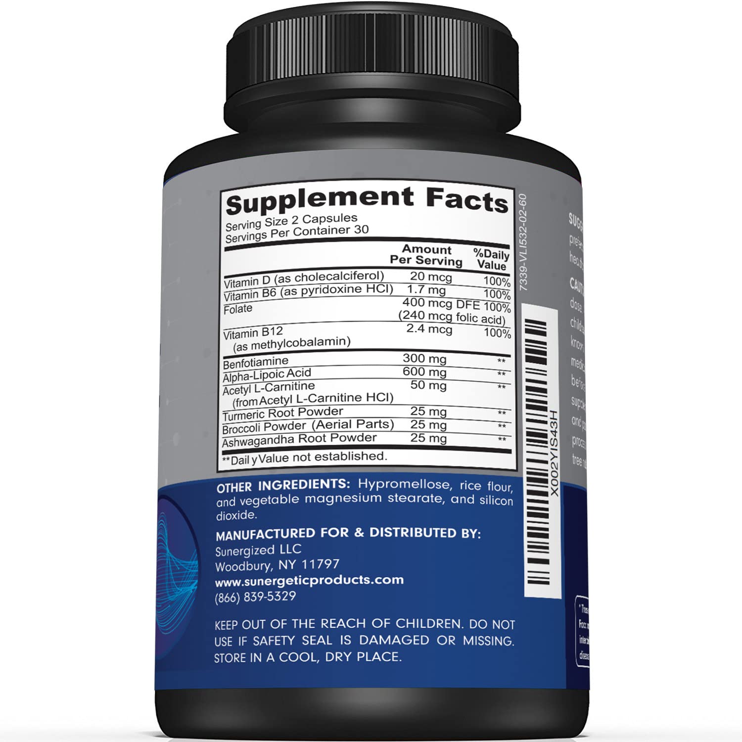 Premium Nerve Support Supplement – with Alpha Lipoic Acid (ALA) 600 mg, Acetyl-L-Carnitine (ALC) & Benfotiamine - Nerve Support Formula for Healthy Circulation, Feet, Hands & Toes - 60 Capsules Sunergetic buy australia supplements