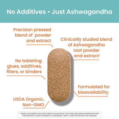 Himalaya Organic Ashwagandha Root, 2 Month Supply - Herbal Adrenal Support Supplements for Stress Relief and Energy Support - USDA Organic, Non-GMO, Vegan Himalaya